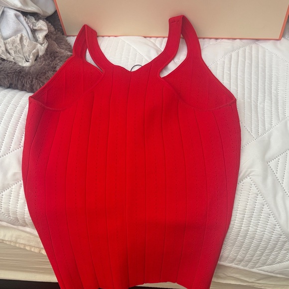 Adam Lippes Red Ribbed Tank Top - Picture 2 of 5
